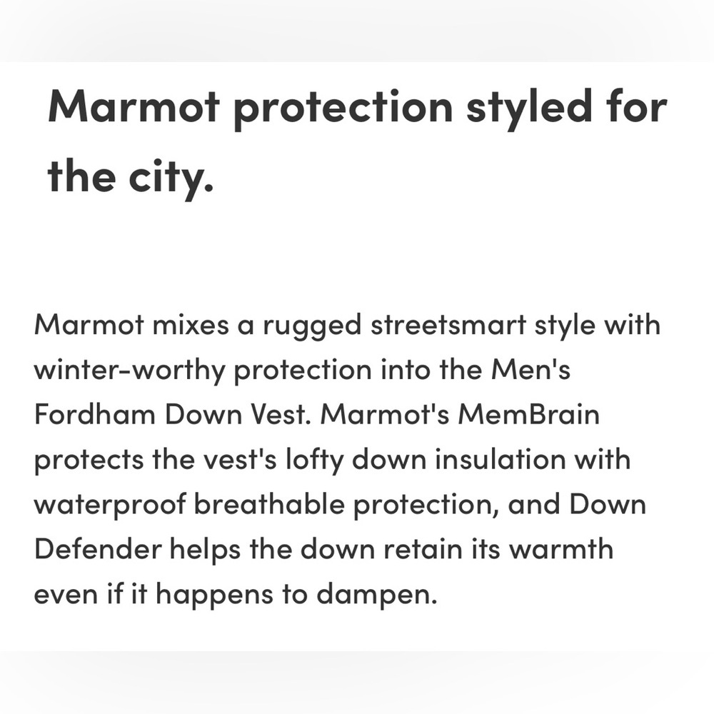 Marmot: Fordham Down Quilted Men’s Vest - Picture 6 of 11
